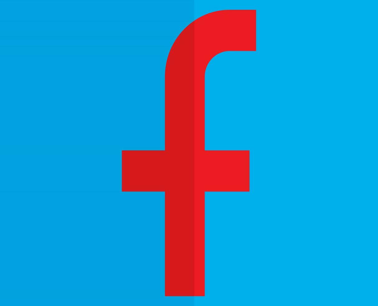 Isolated facebook logo in red and blue color. vector