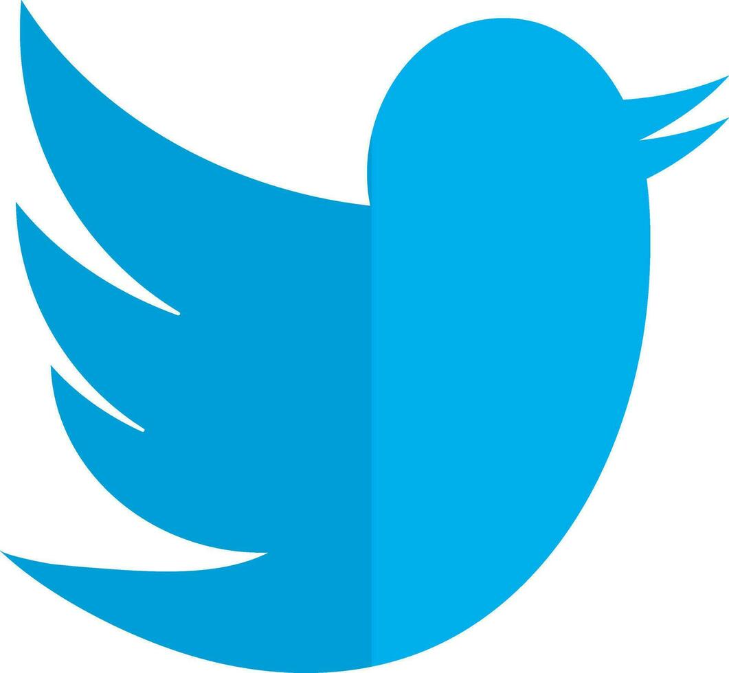 Flat twitter bird on background. vector