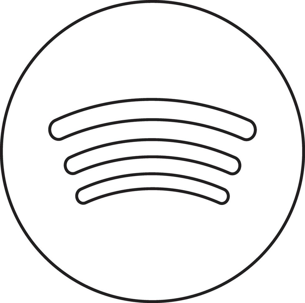 Black line art illustration of spotify logo. vector
