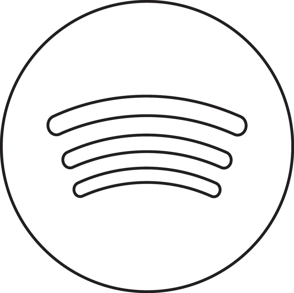 Black line art illustration of spotify logo. vector