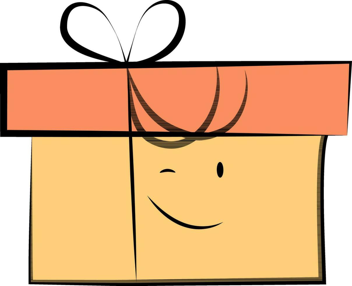 personaje de regalo caja en sonriente rostro. vector