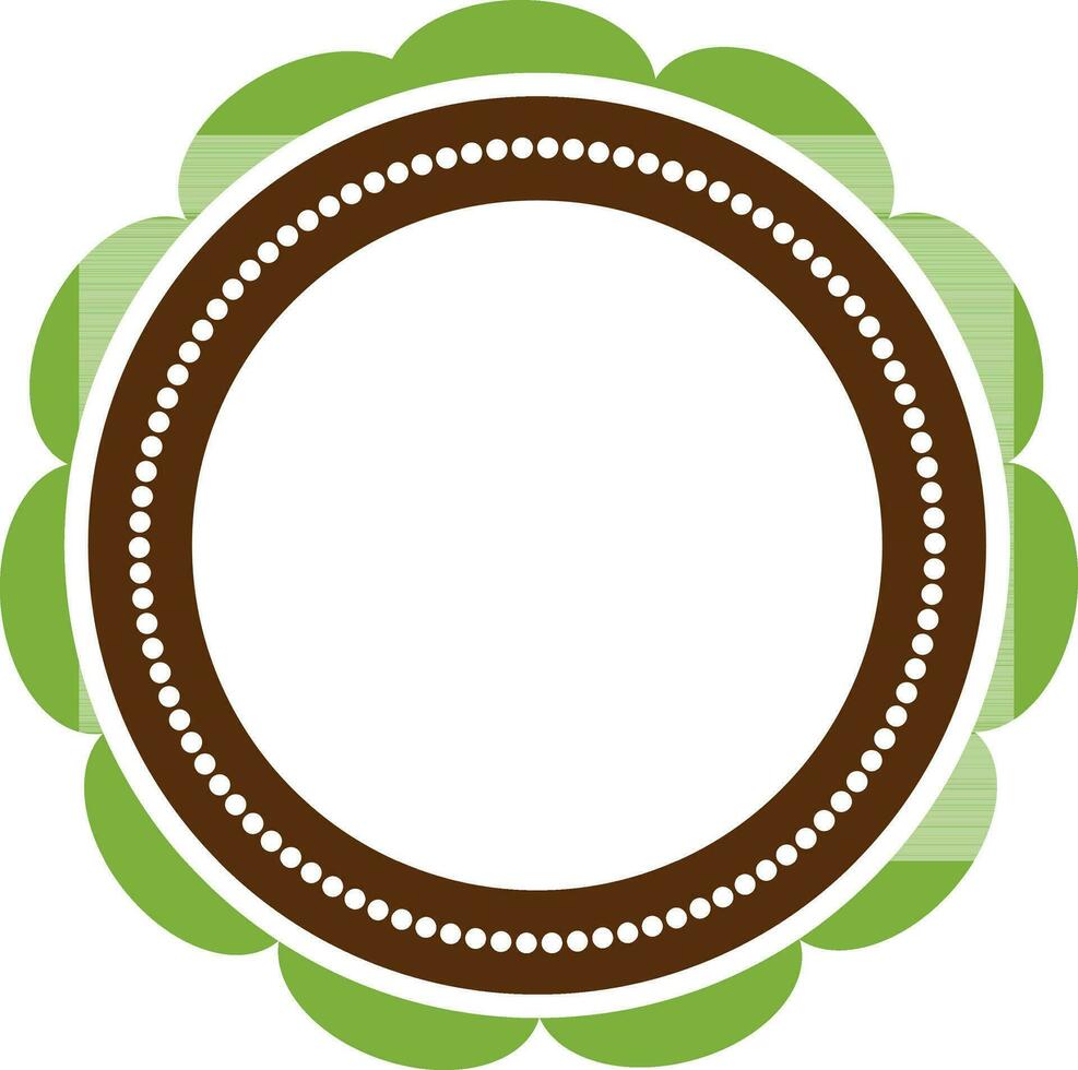 Rounded green and brown sticker. vector