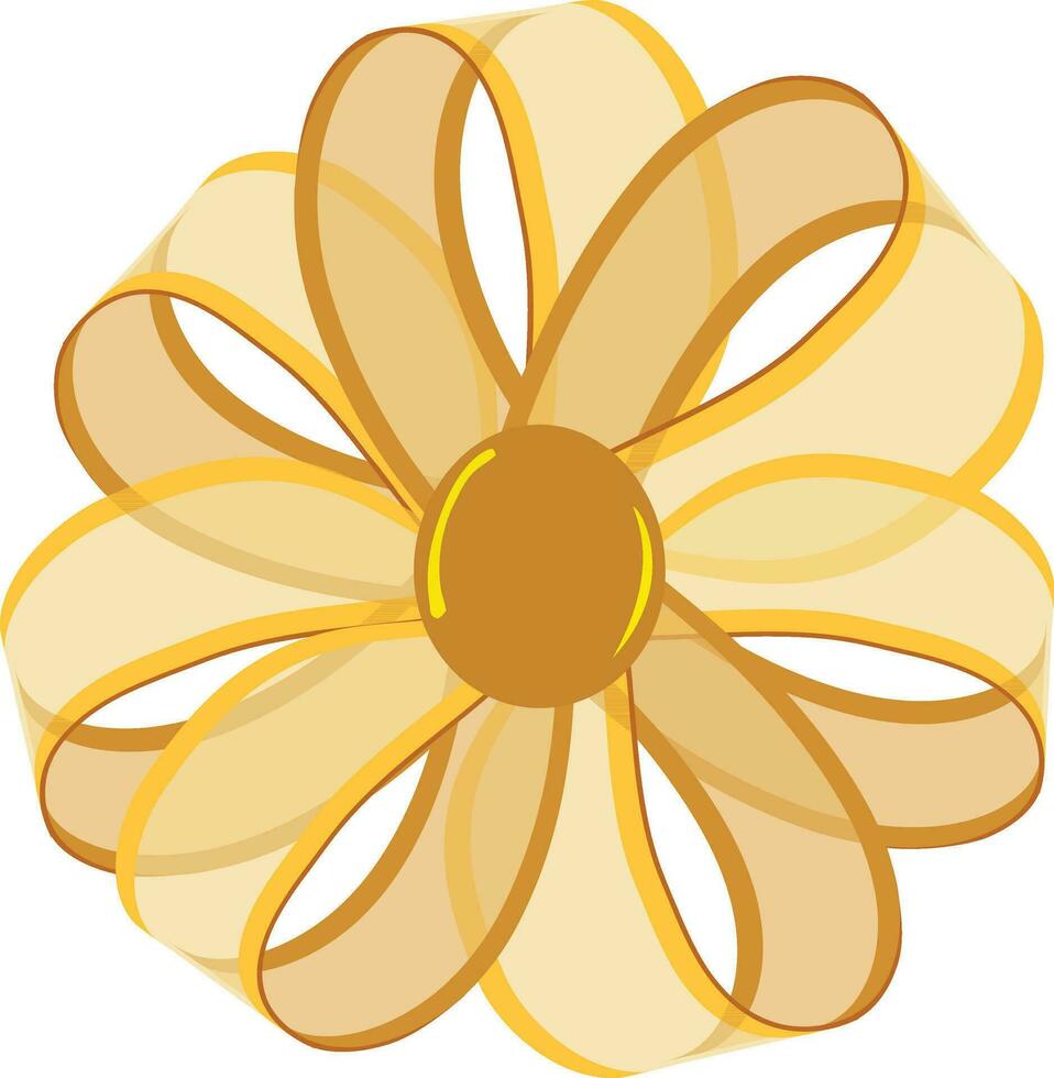 Beautiful golden color ribbon flower icon. vector