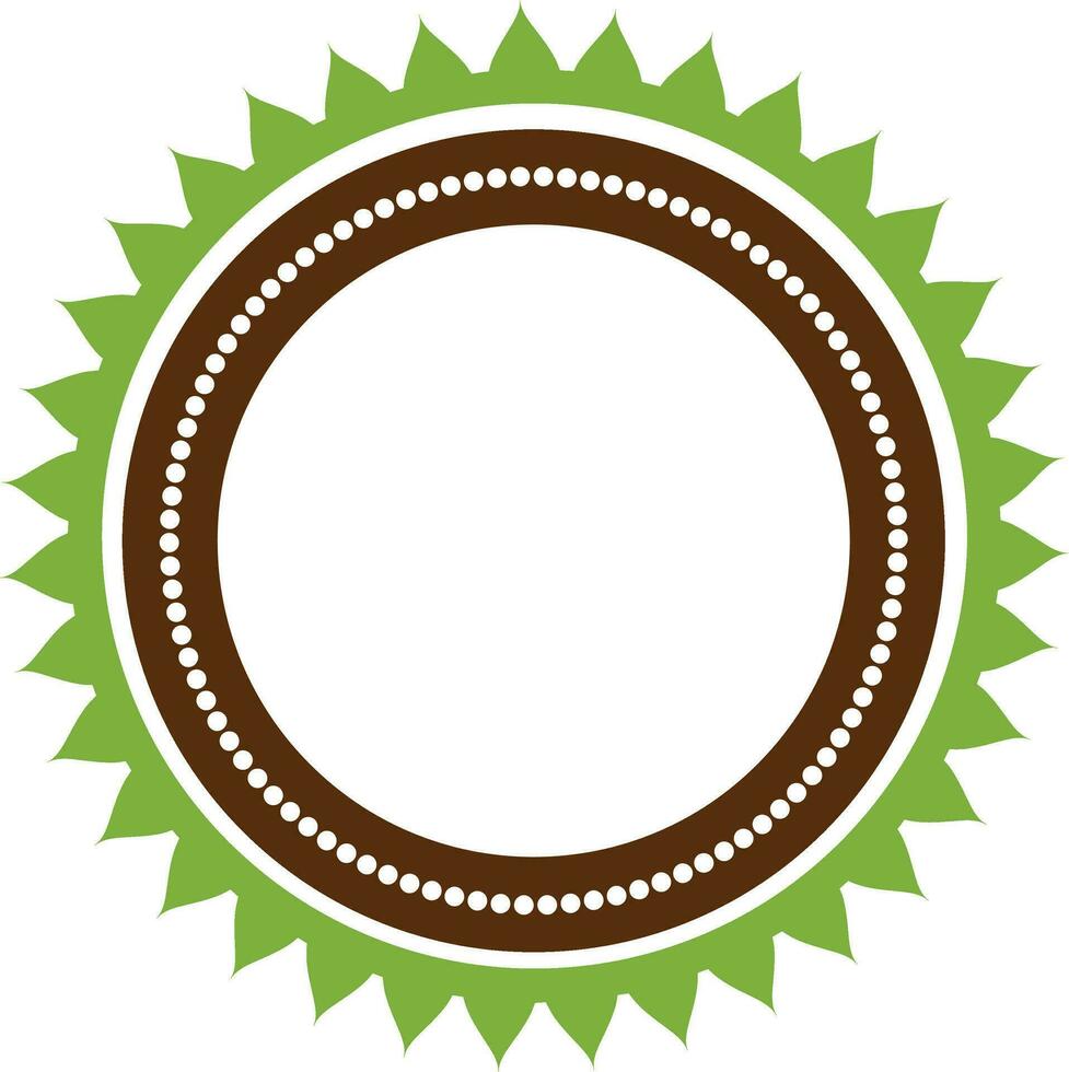 Rounded green and brown sticker. vector