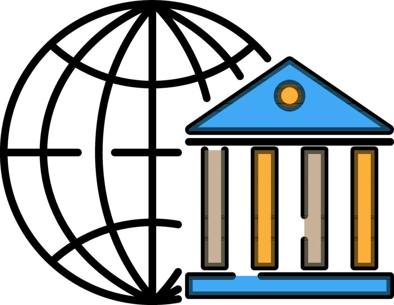 Illustration of globe with bank. vector