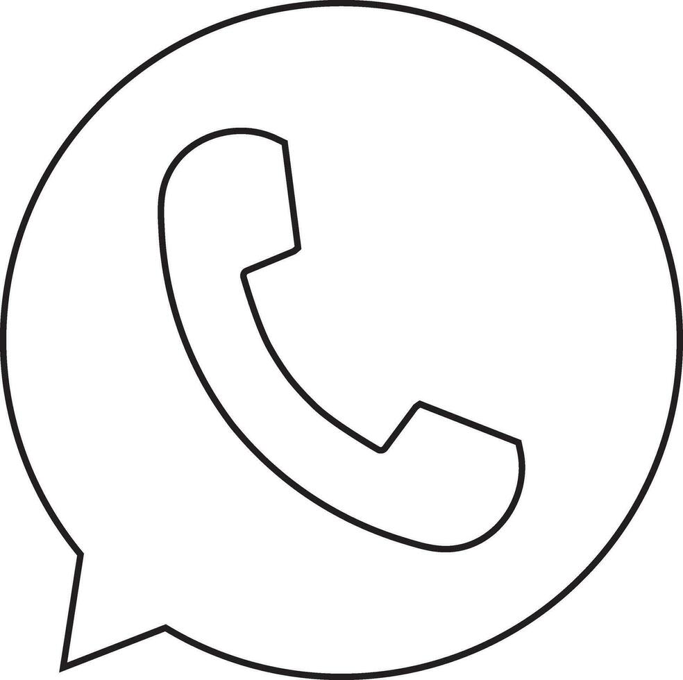 Black line art whatsapp logo. vector