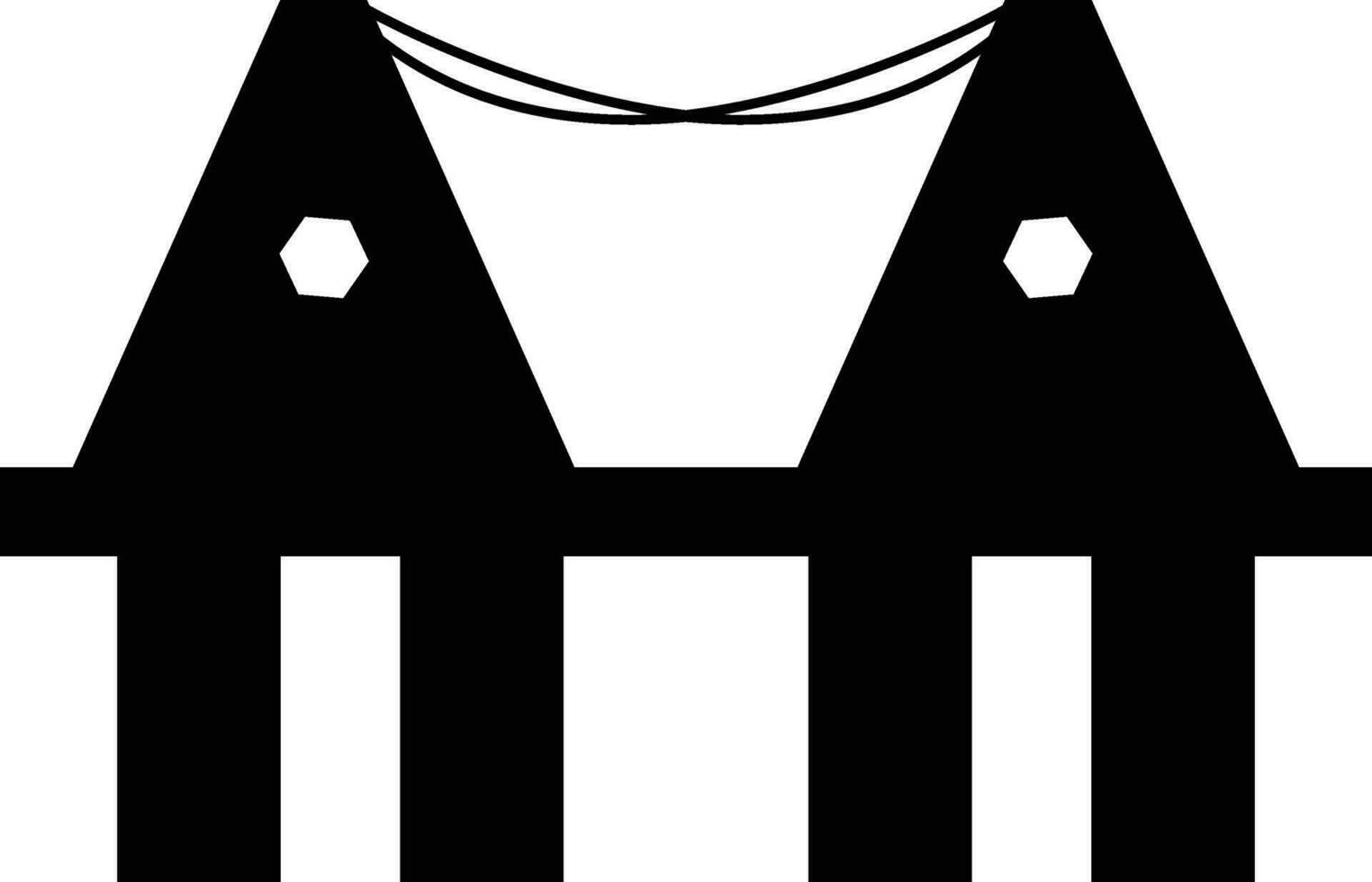 Flat icon of brige in black color. vector