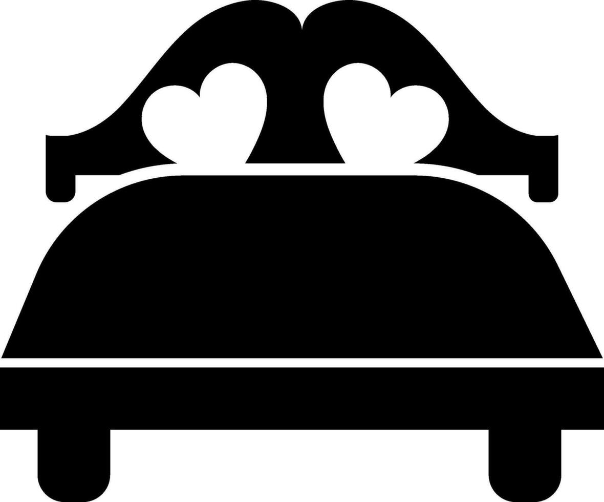 Flat illustration of Bed with hearts. vector