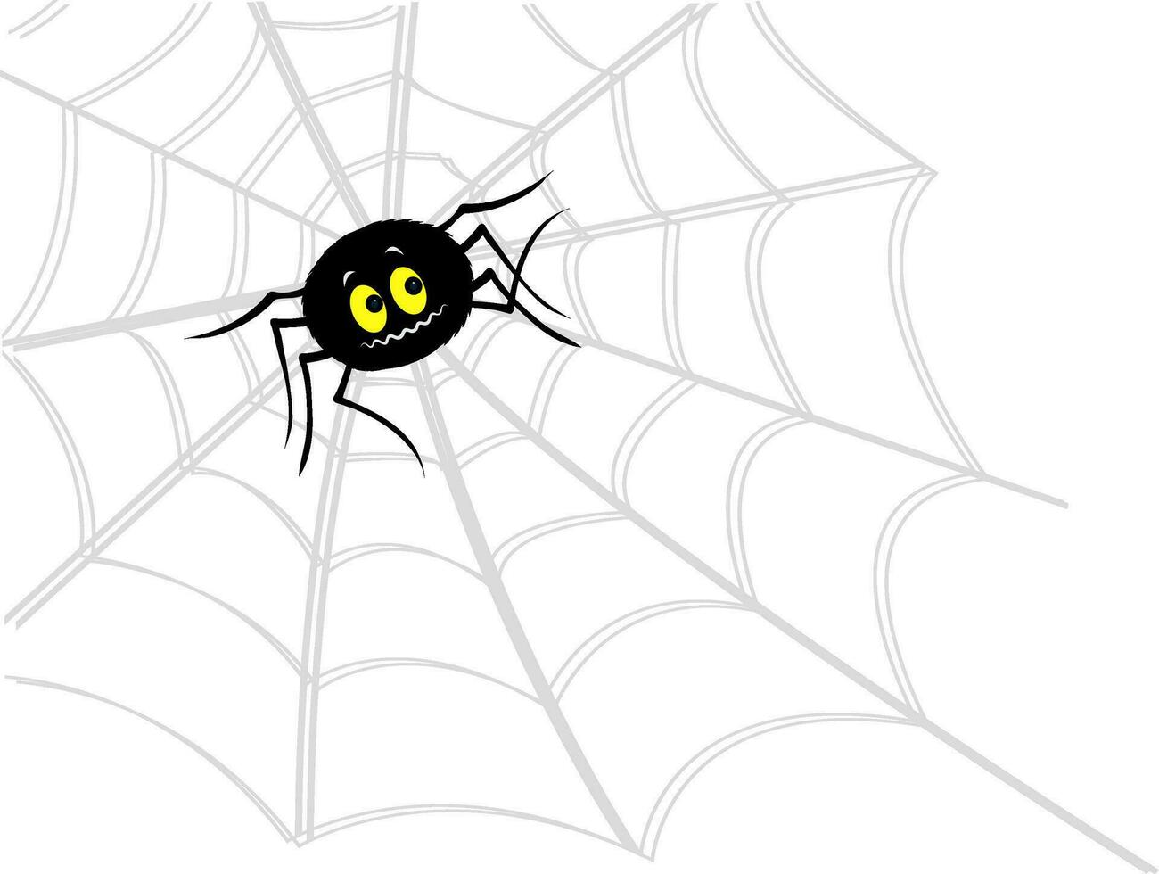 Scary spider on cobweb for Halloween concept. vector