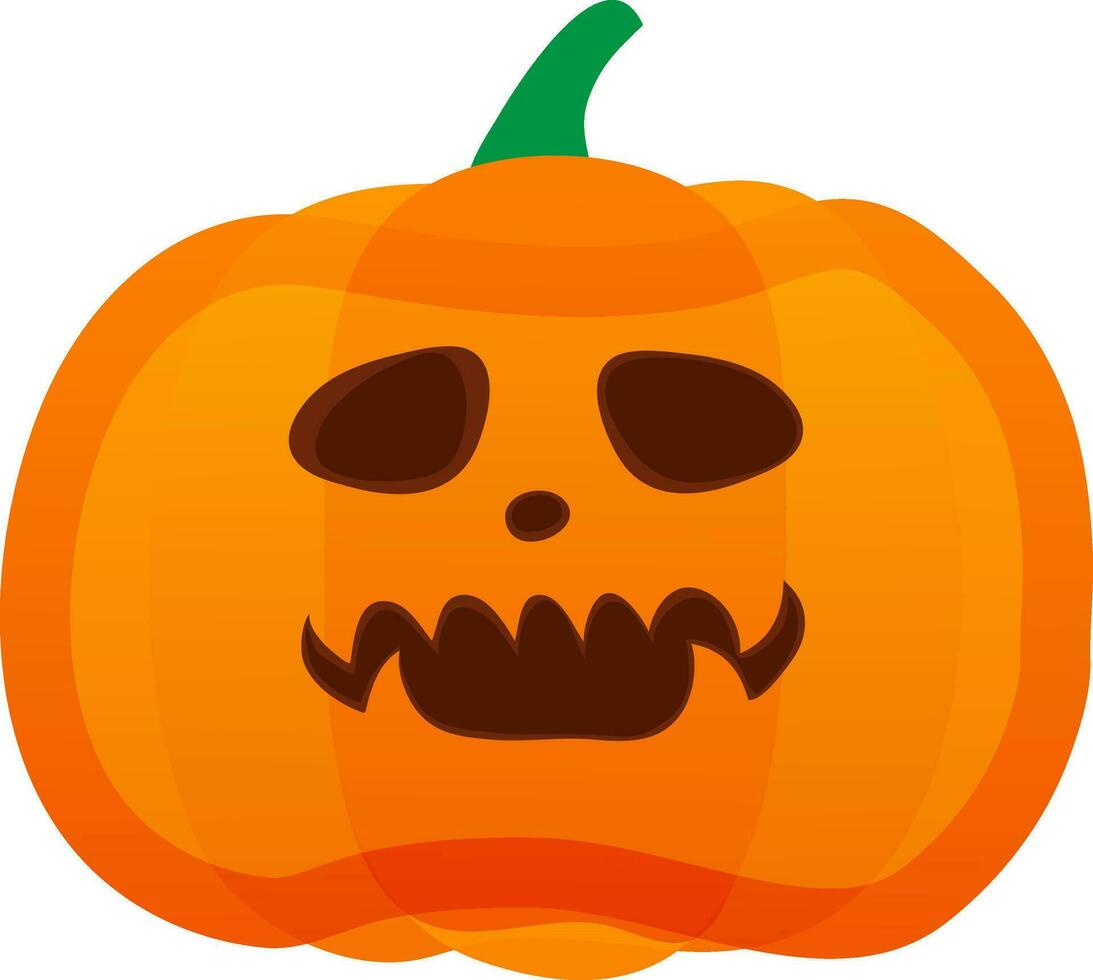 Flat illustration of scary pumpkin for Halloween. vector