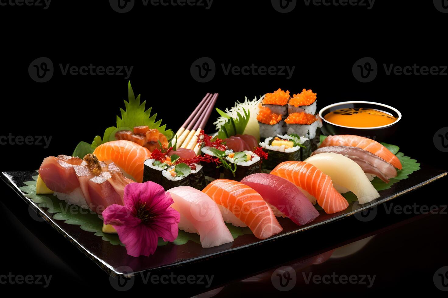 Various kinds of sushi, . photo