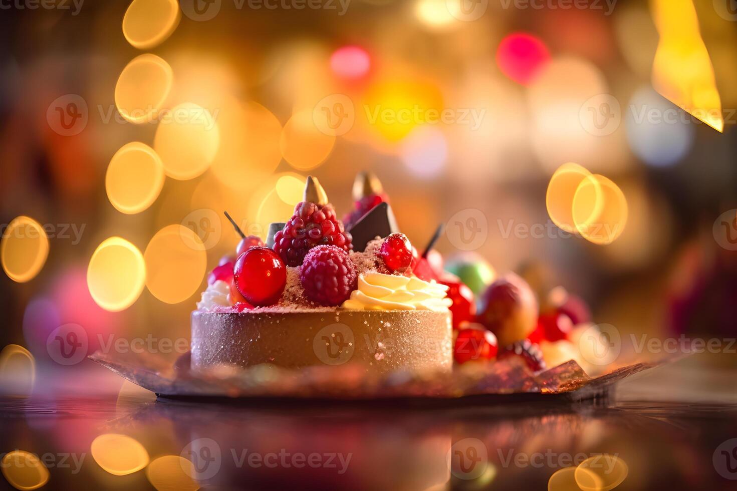 Food and drink against a festive restaurants bokeh background, . photo