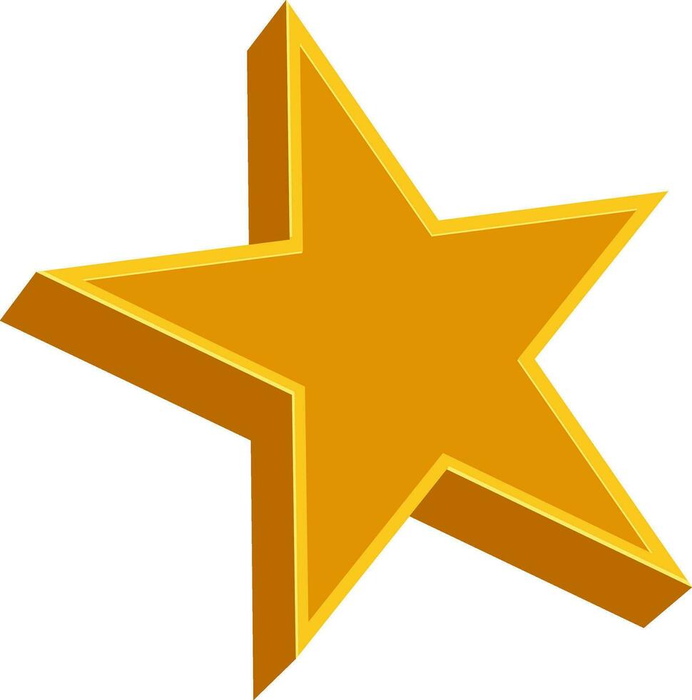Illustration of 3D yellow star. vector