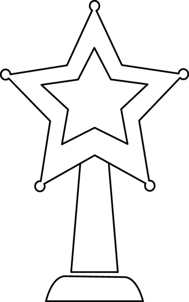 Black line art star decorated award. vector