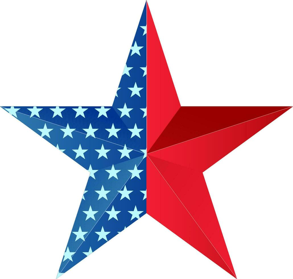 Beautiful shiny star in American Flag colors. vector