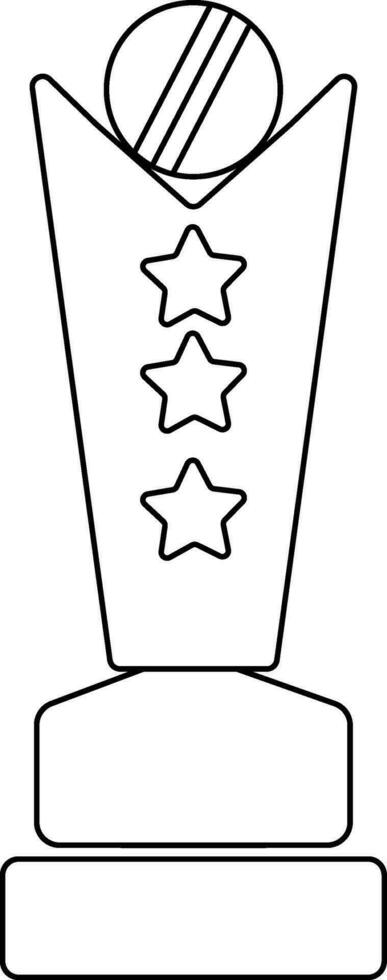 Stars decorated black line art sport award. vector