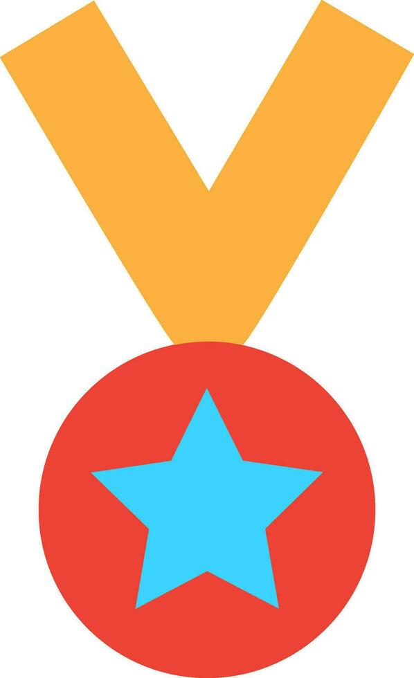 Star decorated medal with ribbon. vector