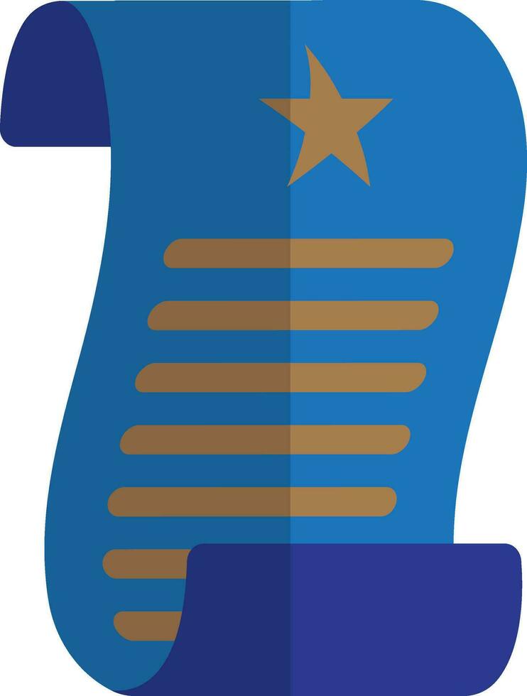 Blue old scroll icon in shadow shape. vector