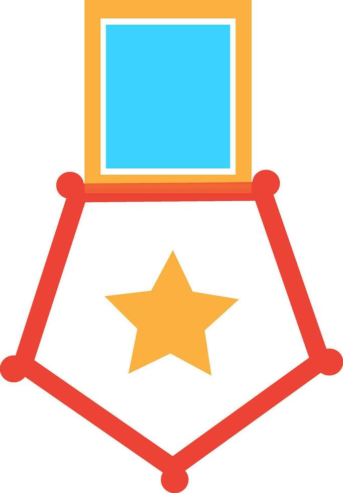 Star decorated medal with ribbon icon. vector