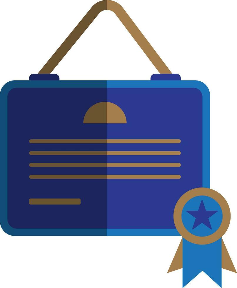 Hanging blue shadow certificate icon. vector