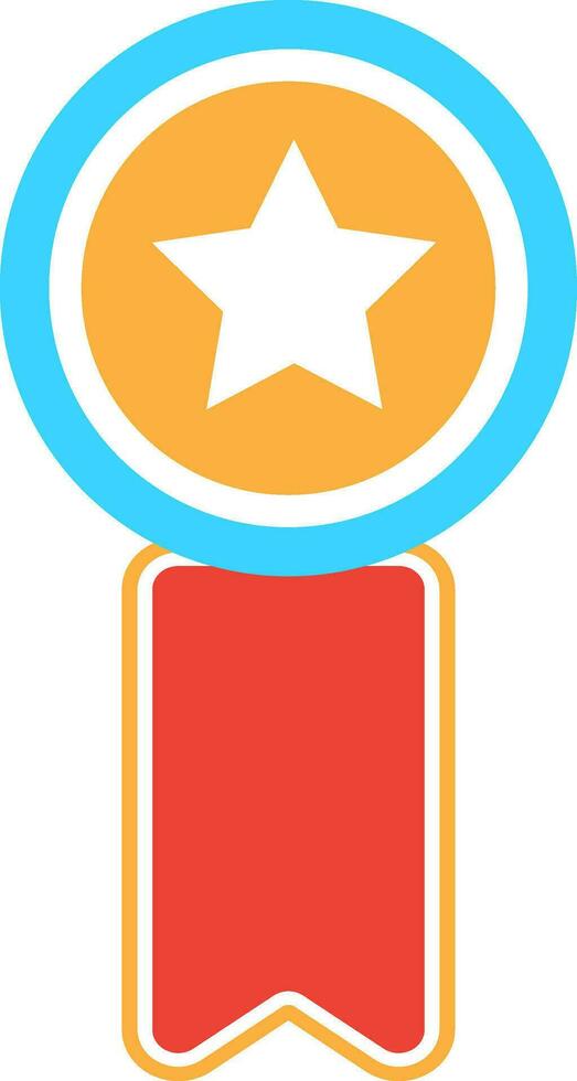 Badge with ribbon in flat style. vector