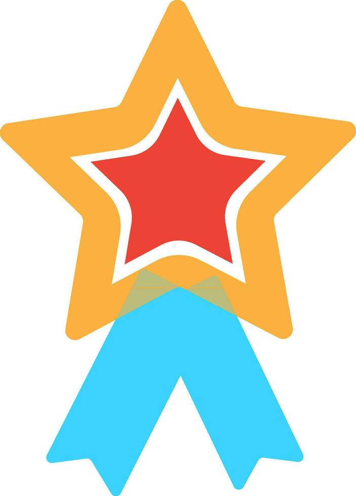 Star decorated badge with ribbon. vector