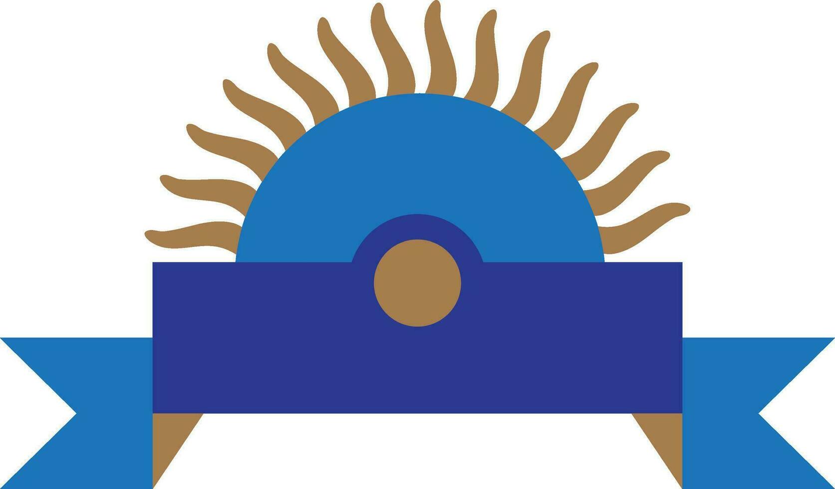 Blank blue ribbon with sun rays. vector