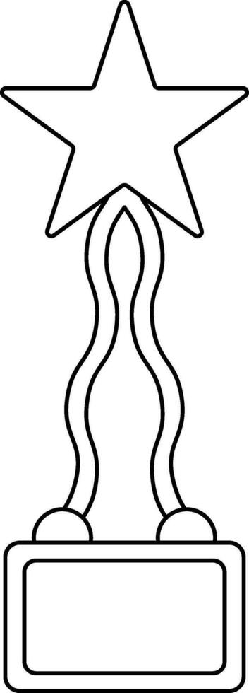 Black line art star decorated award. vector