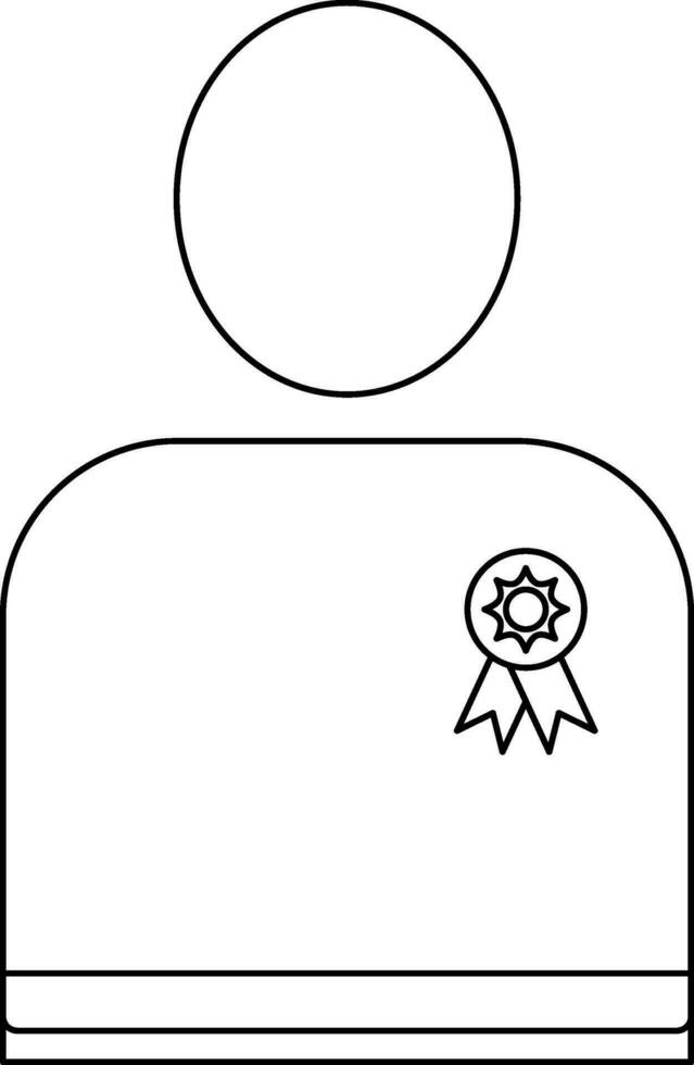 Character of line art man wearing badge. vector