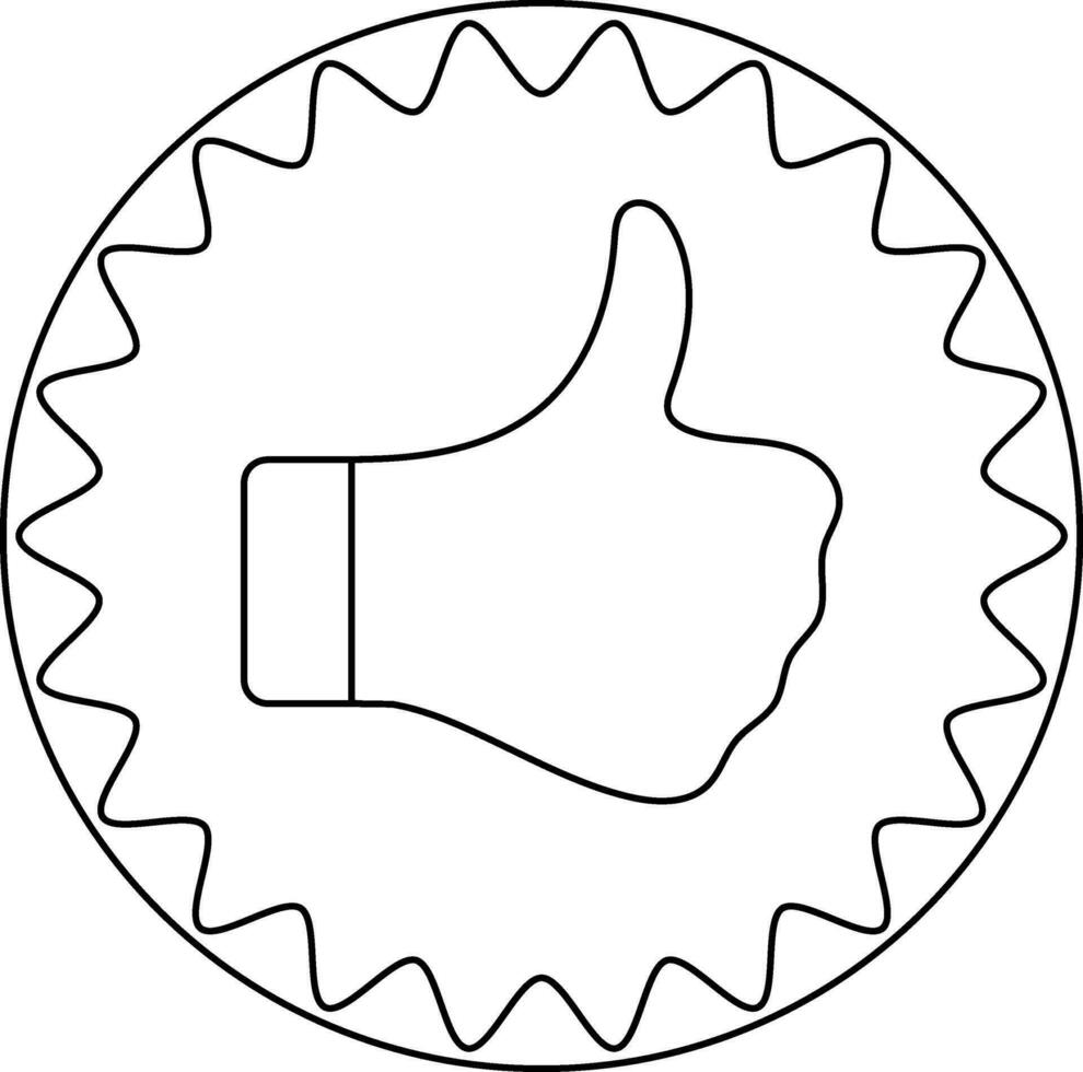 Thumb in best seller circle. vector