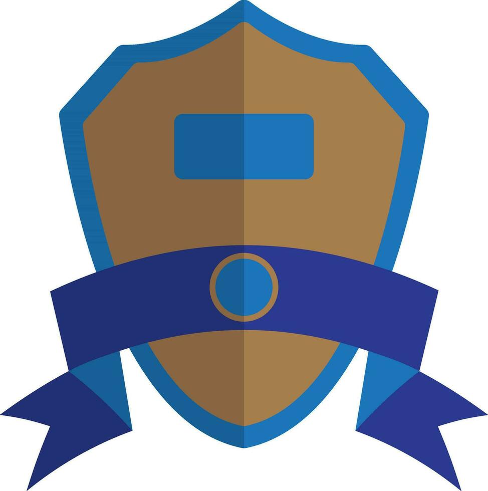 Shield with blank ribbon in flat style. vector