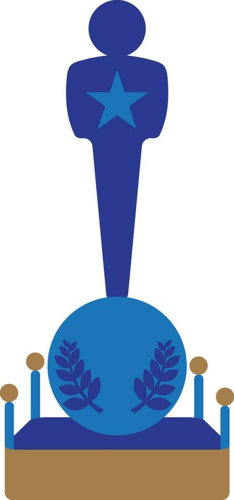 Blue oscar trophy award icon. vector