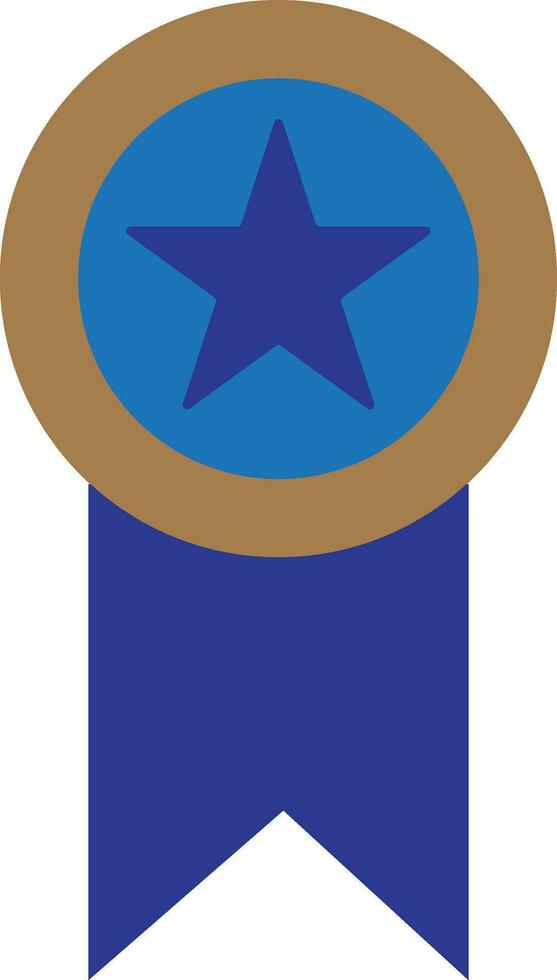 Blue star with medal icon in flat style. vector