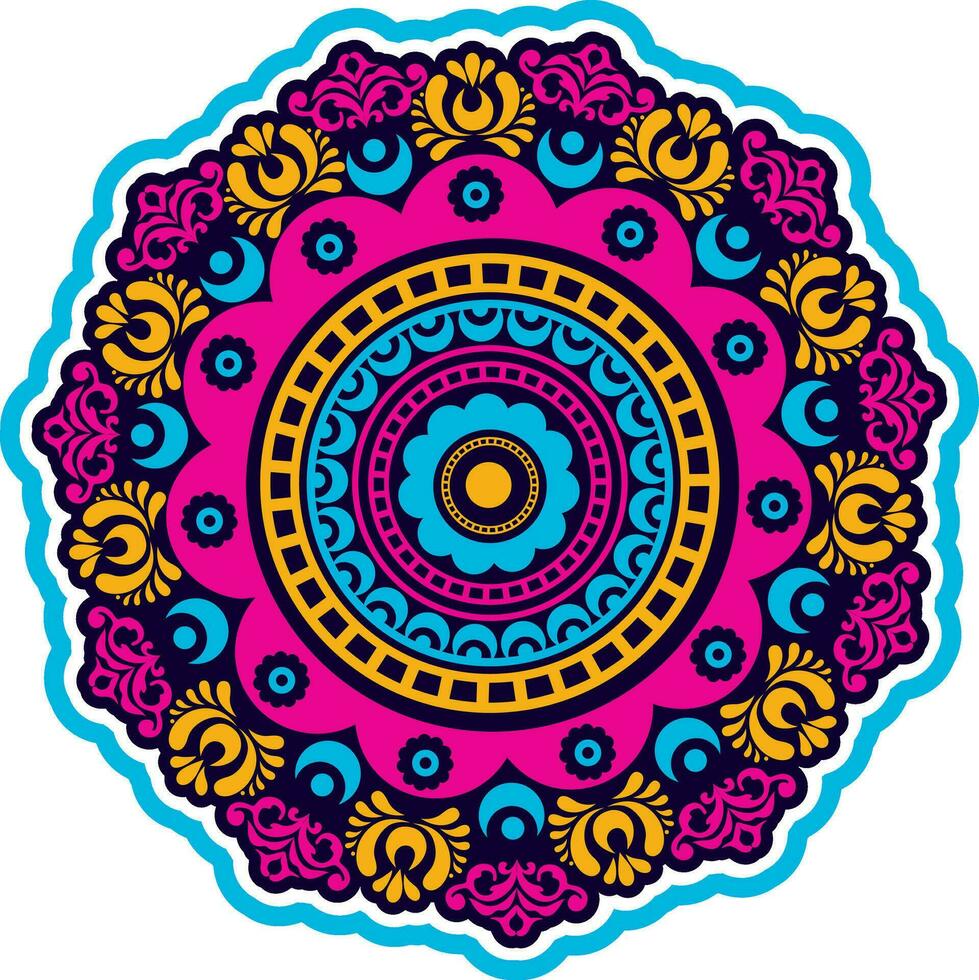 plano ilustración de vistoso floral mandala diseño. vector