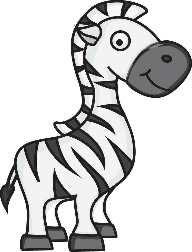 Cute cartoon character of zebra. vector