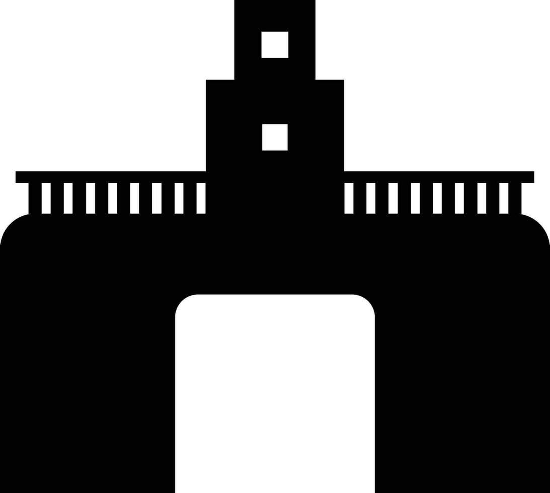 Glyph icon or symbol of bridge in flat style. vector