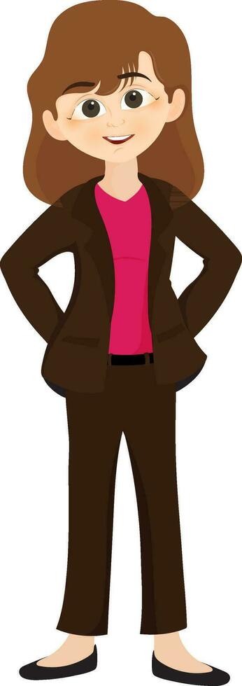 Young smiling business woman with hand on waist. vector