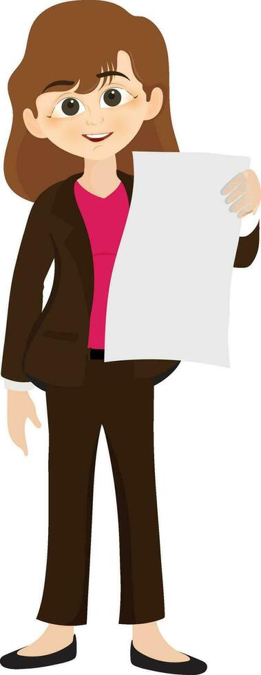 Business woman holding paper document. vector