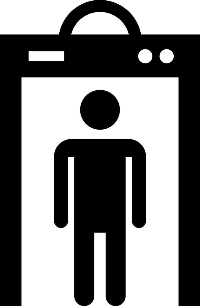 Illustration of metal detector machine with people icon. vector