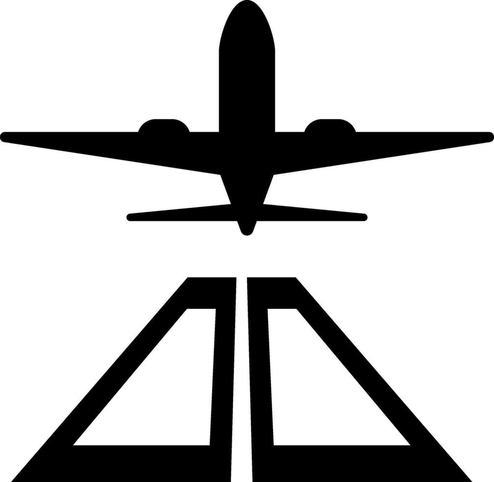 Illustration of airplane takeoff from runway. vector