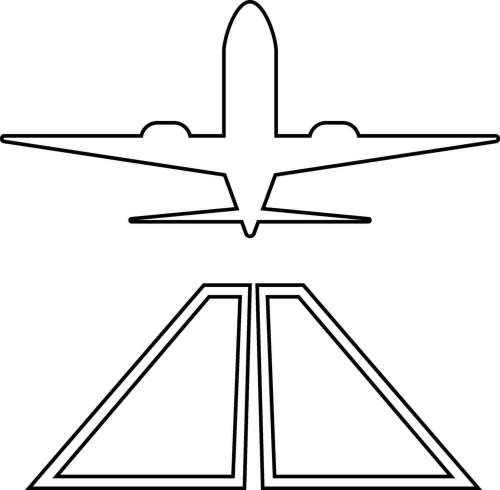 Illustration of airplane takeoff from runway. vector