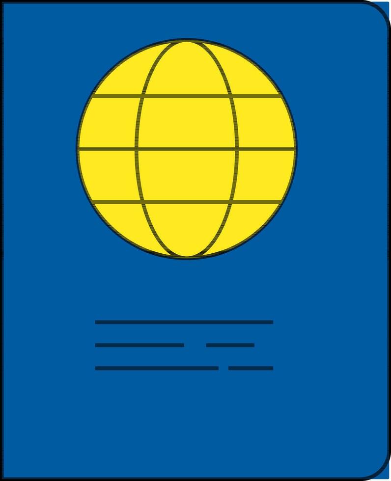 Illustration of passport in blue and yellow color. vector