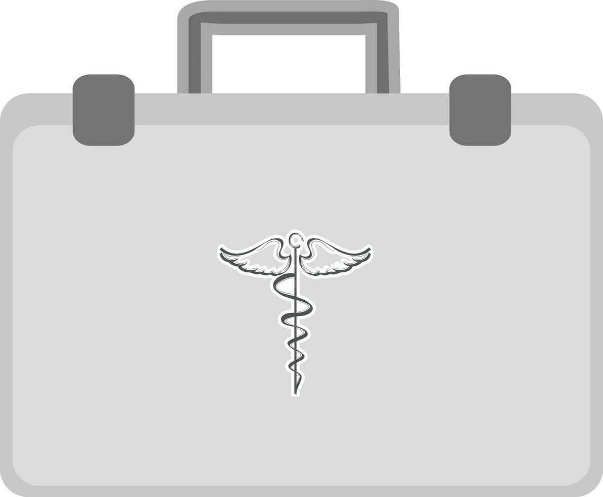 Flat style briefcase with caduceus symbol. vector