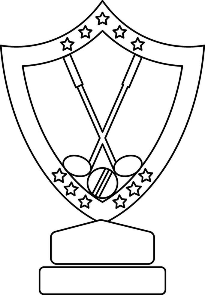 Hockey and ball in stars decorated shield award. vector