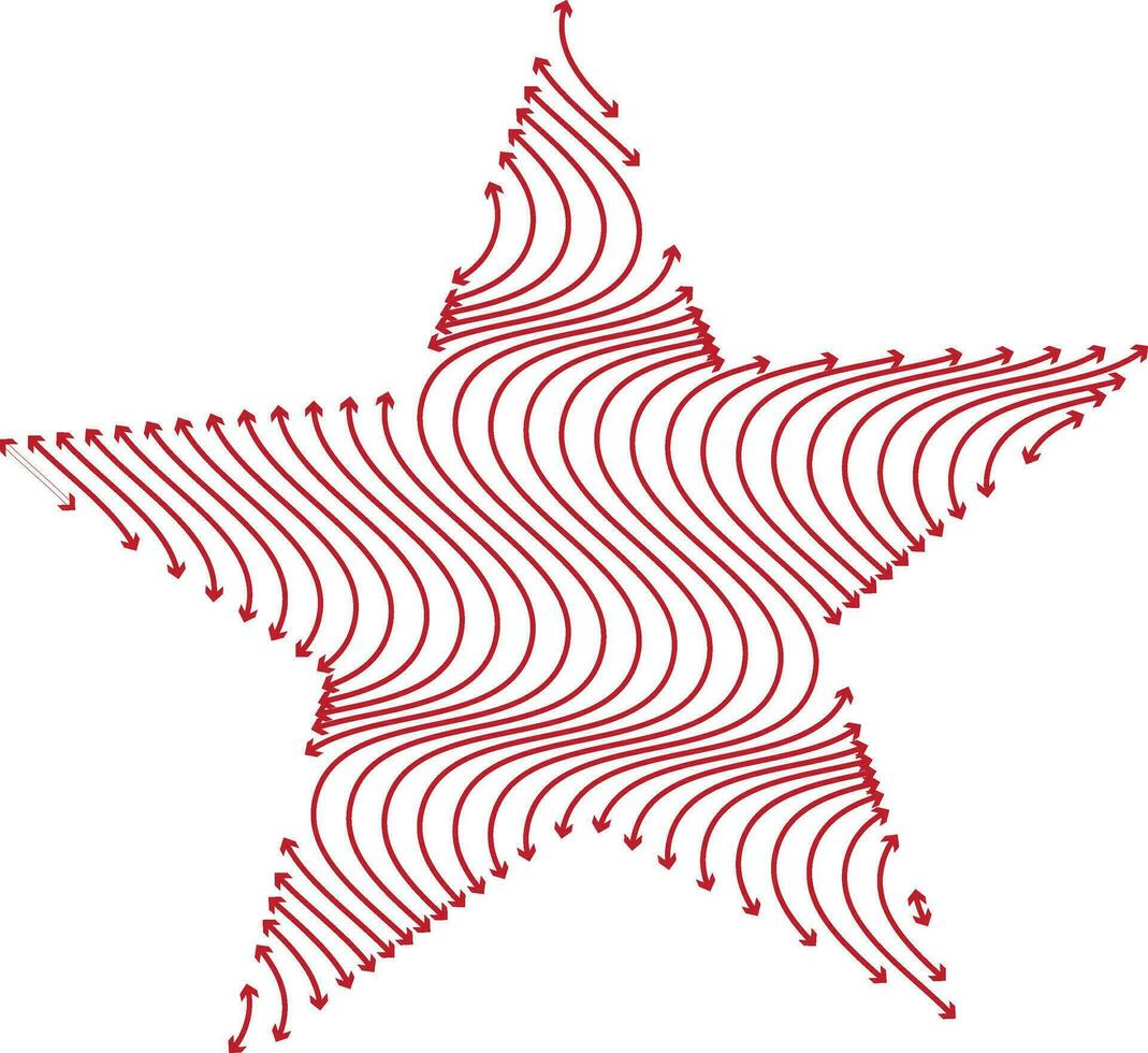 Decotative star design made by small curved arrows. vector