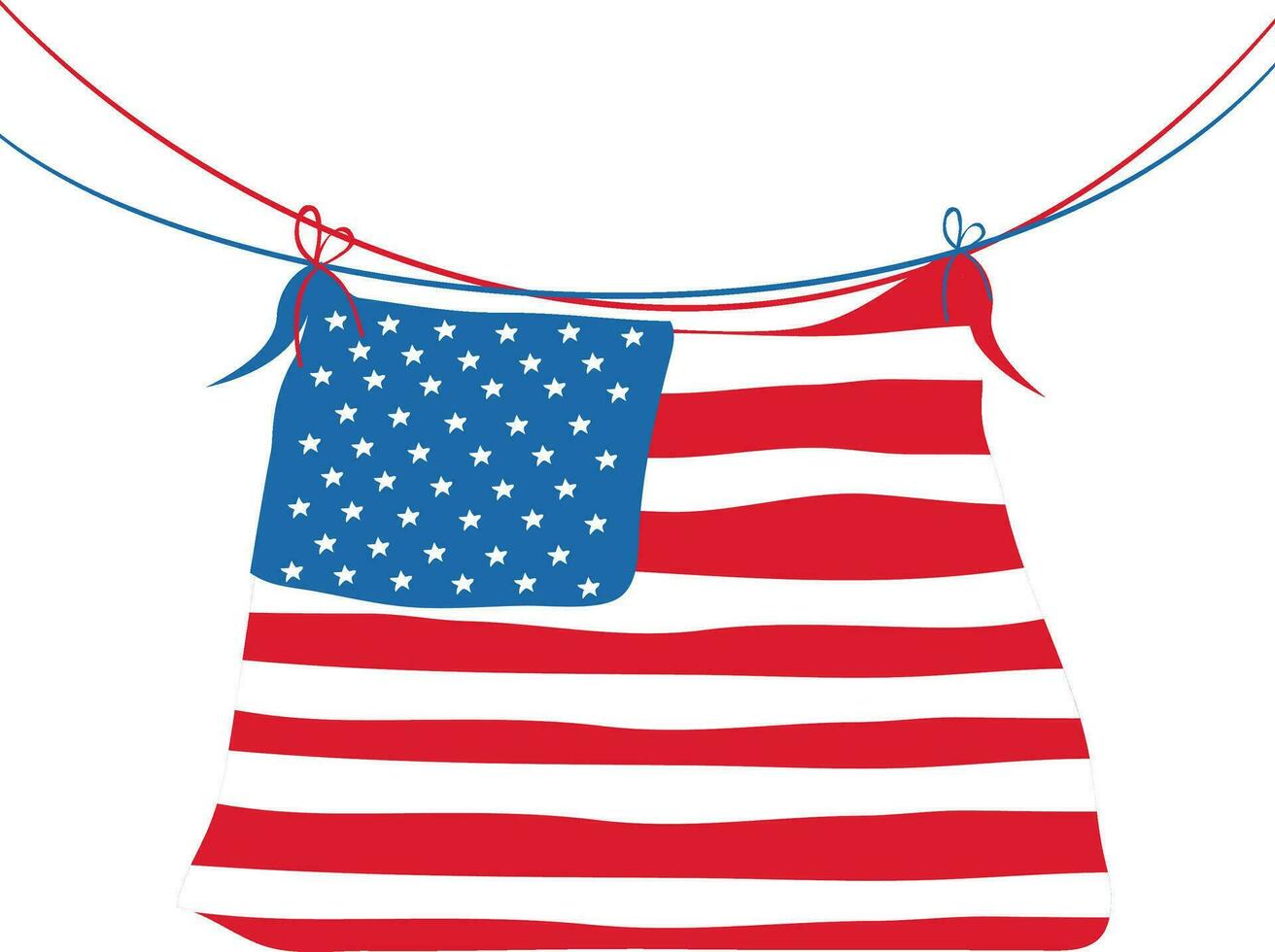 Hanging American flag illustration. vector