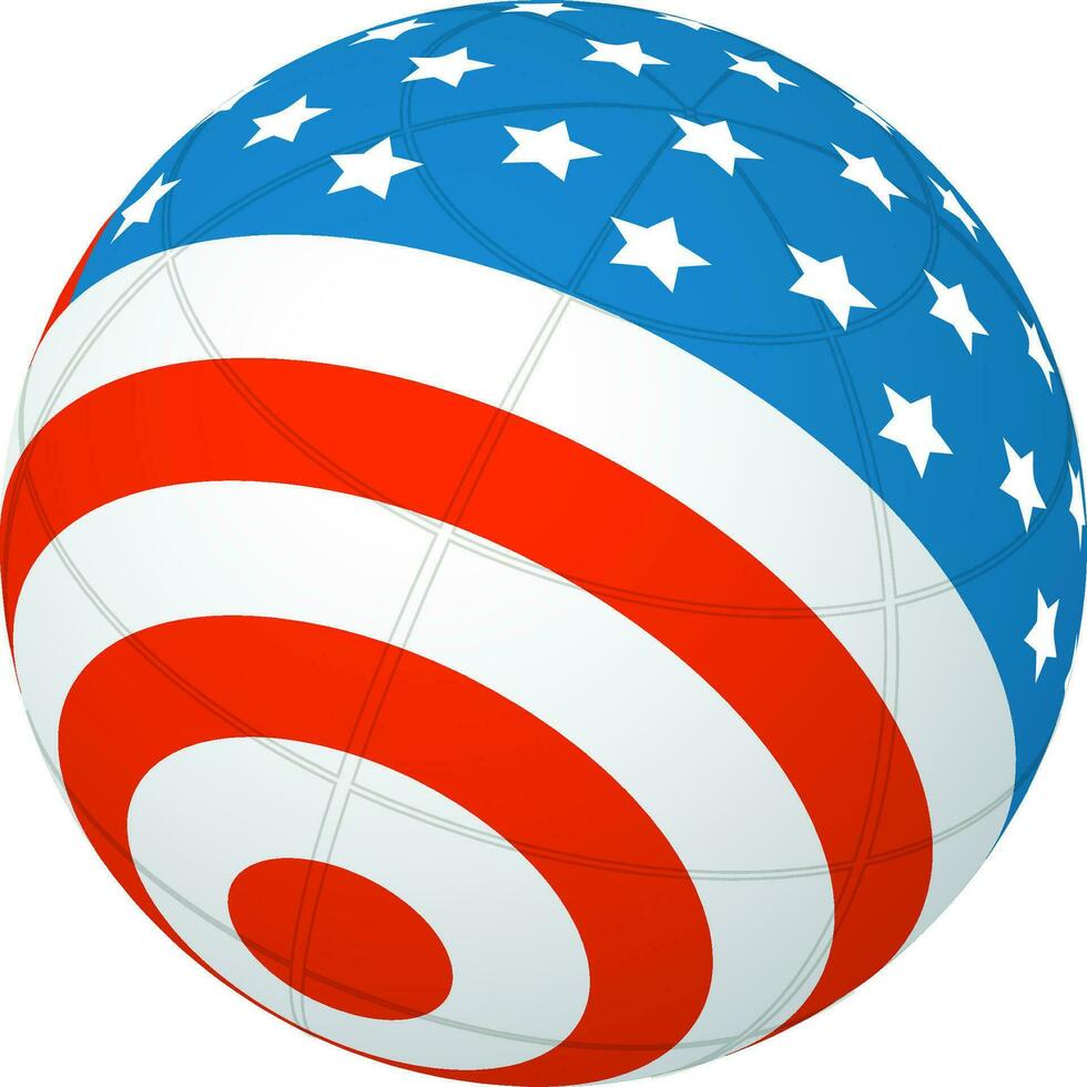 American Flag on globe. vector