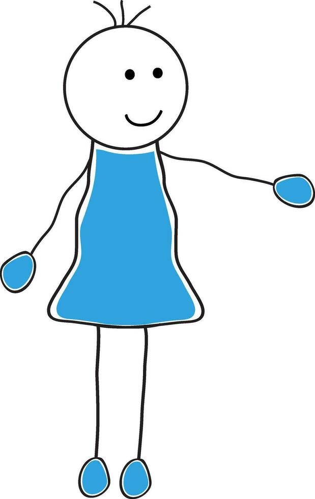 Doodle character of a girl. vector