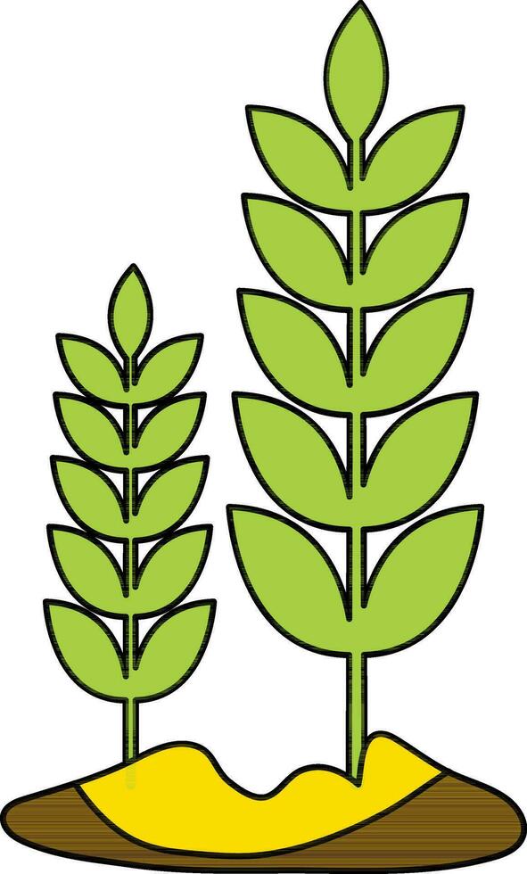 Green plant icon with soil in isolated with stroke style. vector