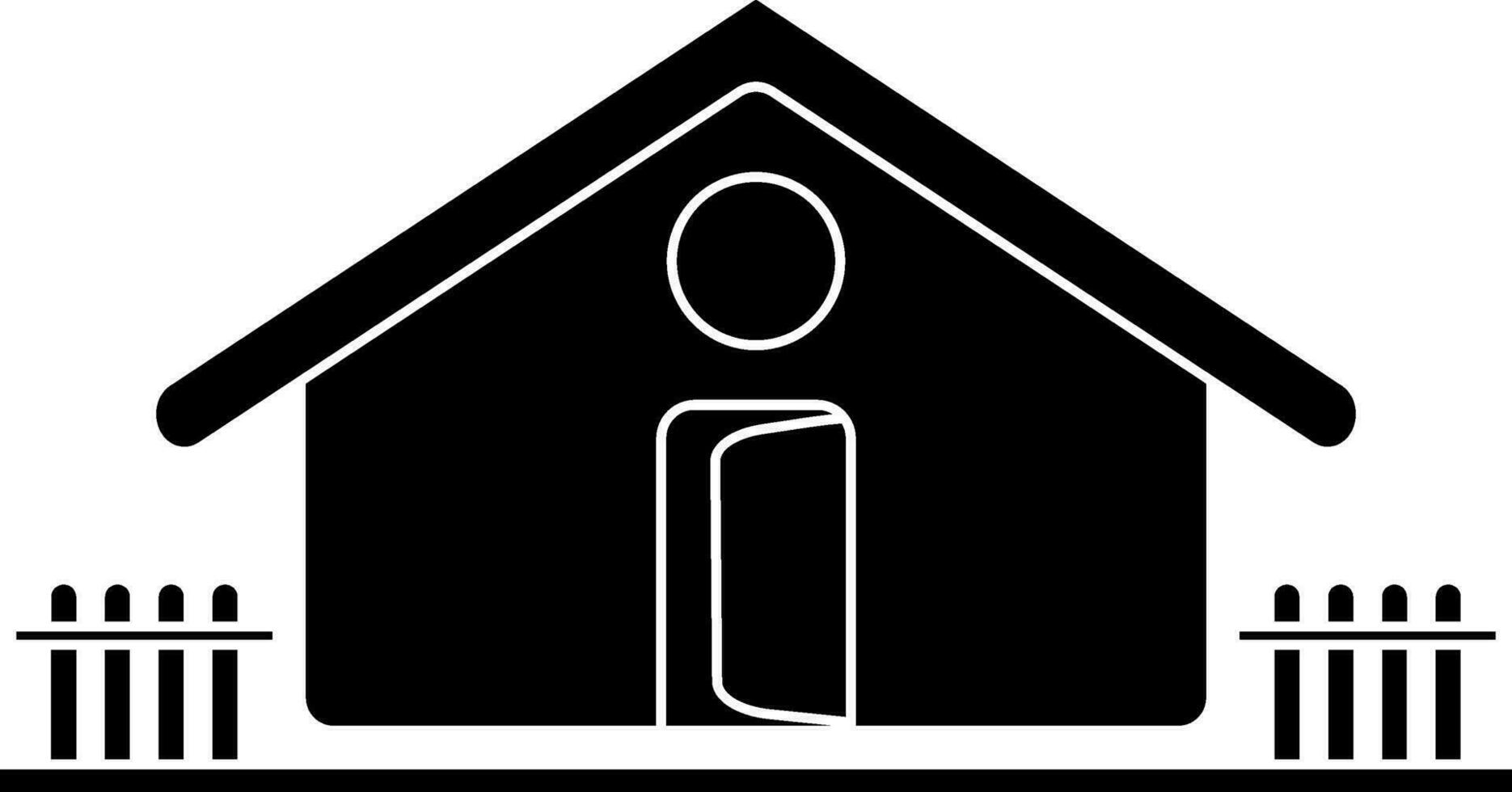 Glyph style of farm barn icon in illustration. vector